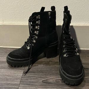 Ego Black Lace-Up Boots - 3-Inch Heels, Size 7 UK / 9 US